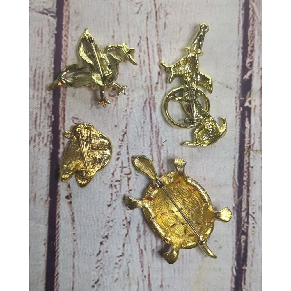 Vintage Lot Of 4 Animal Brooches Pins - Picture 6 of 6